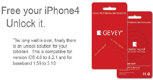 gevey sim unlock ur iphone 4 free reg.shippng