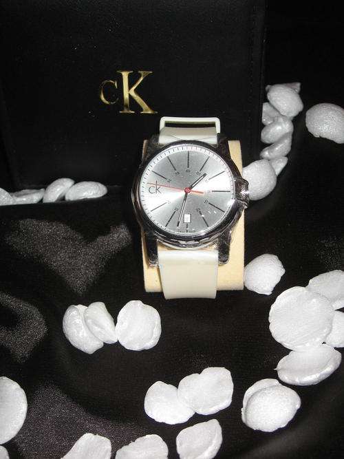 CK~Calvin Klein Women's Quartz silver dial with date display.