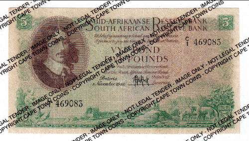 MH de Kock 2nd issue Five Pound banknote C1 - REDUCED