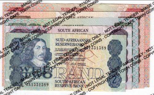 Set of 5 CL Stals banknotes, R1 to R50, very nice set to have - as per scan