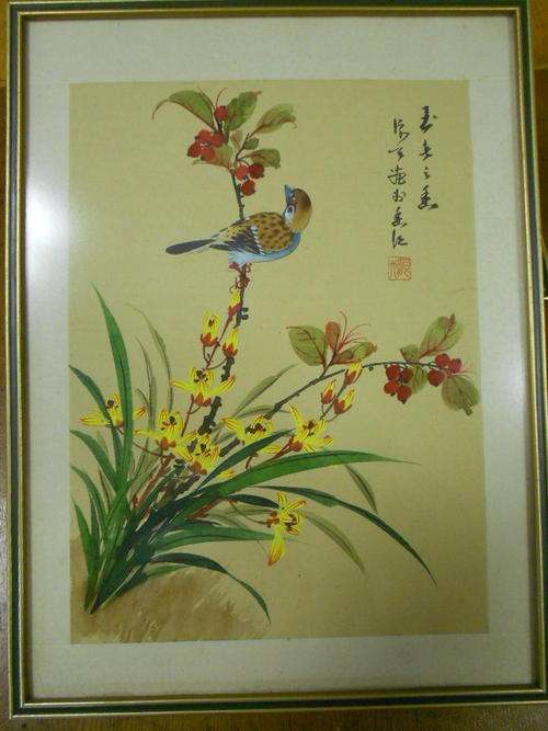 Chinese QUALITY silk print in frame - REDUCED