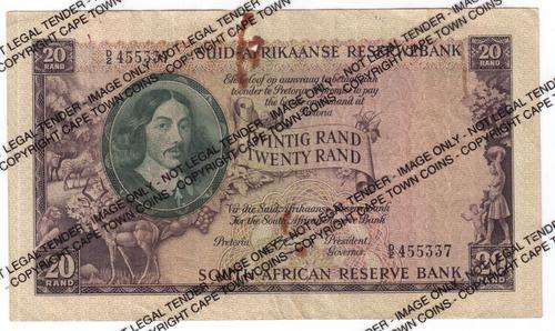 G Rissik R20 banknote, D2 455337, rustmarks with small holes - as per scan