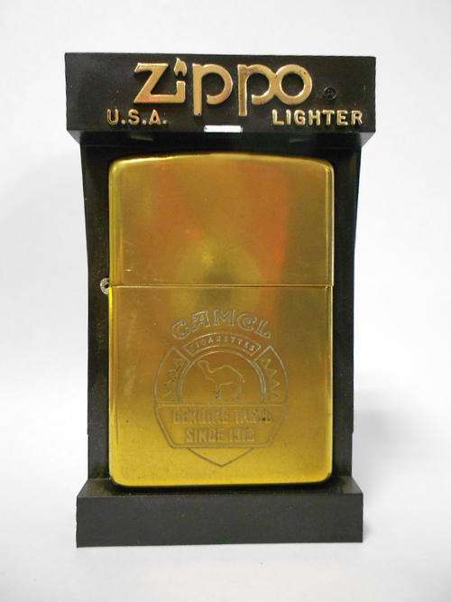 Camel Cigarettes ZIPPO with engraving on the back, in Zippo case -as per scan