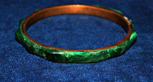 STUNNING VINTAGE MALACHITE AND COPPER BANGLE @@@ CRAZY R1 START