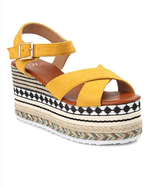 Dolce Vita!! Size 8 ONLY Cross Over Strap Platform Wedge (Mustard)