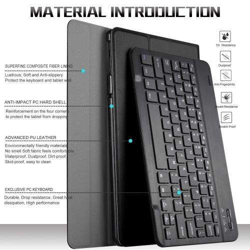 Samsung Galaxy Tab S5e 2019 Case with Keyboard Backlights Ultra Thin PU Leather Slim Folio