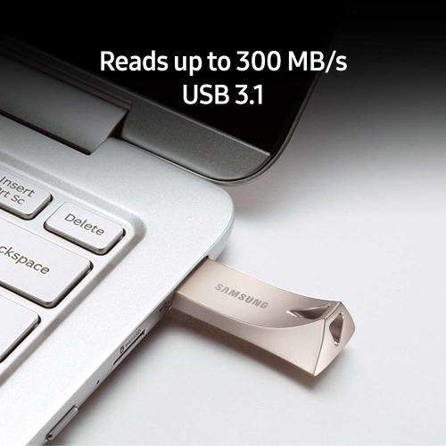 Samsung BAR Plus USB 3.1 Flash Drive 128GB - 300MB/s - Champagne Silver
