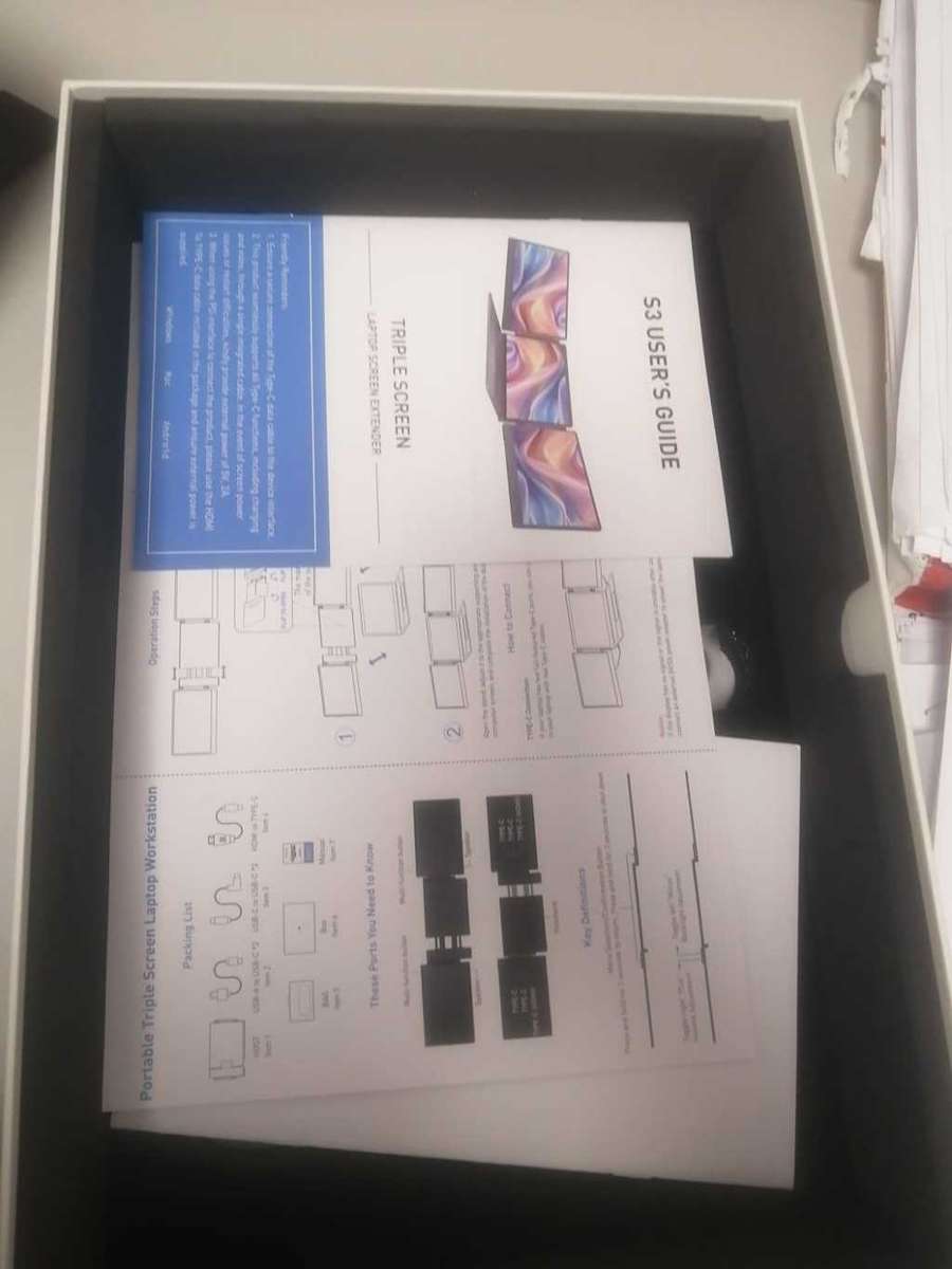 Triple Monitor 14 Inch 3 Display Dual Screen Extender, 1080P FHD (Open Box All Still in order)