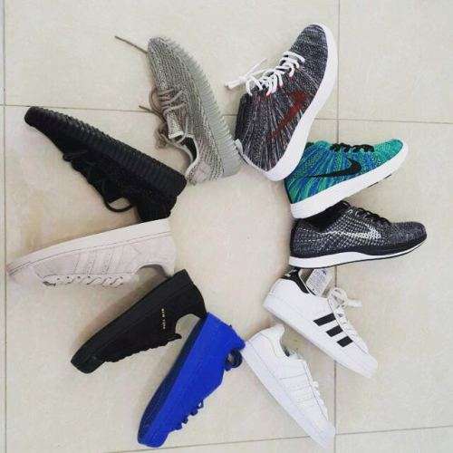 Adidas, Nike, Jordams and Salomons shoes