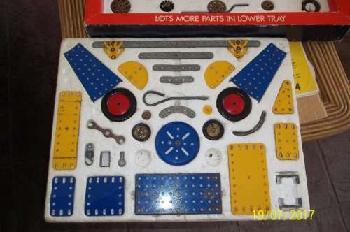 Meccano Set 5 Blue/Yellow 1970's.Manuals 1- 2-3-4-5, Huge Kit 395 Parts