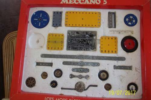Meccano Set 5 Blue/Yellow 1970's.Manuals 1- 2-3-4-5, Huge Kit 395 Parts