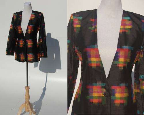 Vintage Graphic Print Tailored Blazer