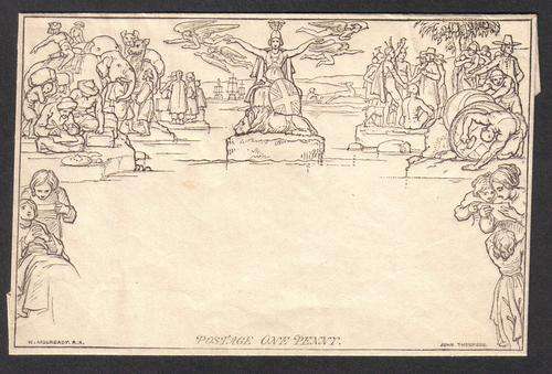 Great Britain - QV - 1d Mulready Letter Sheet - Superb Unused Condition