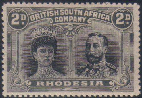 Rhodesia / BSAC Double Head 2d Black & Grey Black SG130 MM