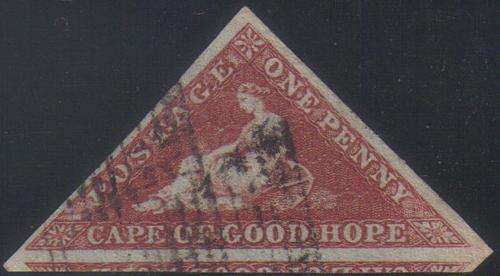 Cape of Good Hope - SG1a - 1d Deep Brick Red on deeply blued paper - SUPERB USED