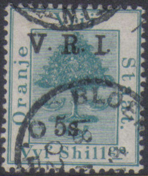 OFS - SG132 5/- ON 5/- GREEN (THICK V) VFU