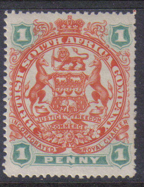 BSAC / Rhodesia : SG67 1d Scarlet & Emerald UNUSED
