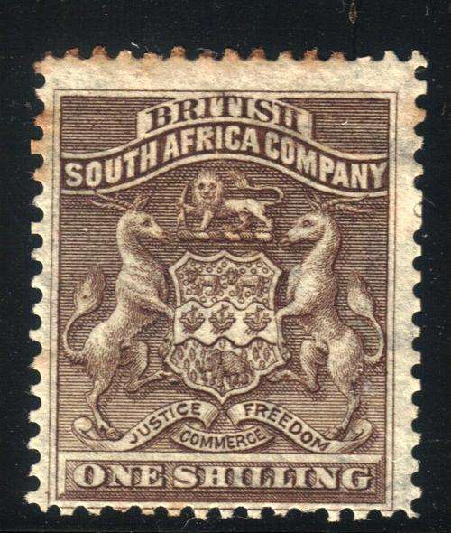 BSAC / Rhodesia : SG4 1/- Grey-brown MM