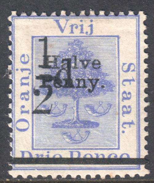 OFS - 1896 : "1/2d" on "Halve Penny" on 3d Ultramarine MM