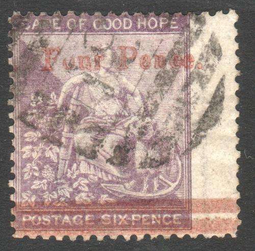 Cape of Good Hope SG27b 4d on 6d Deep Lilac with "Fonr" for "Four" error SCARCE