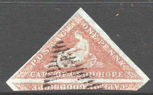 Cape of Good Hope 1853 SG1 1d PALE BRICK RED ON DEEPLY BLUED PAPER - SUPERB USED