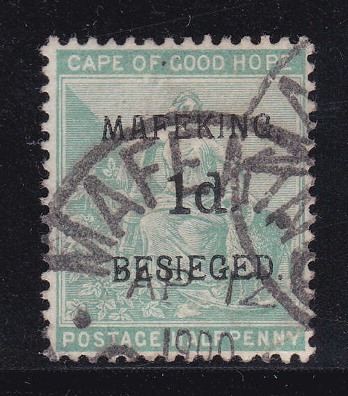 Mafeking : SG1 1d on 1/2d Green VFU