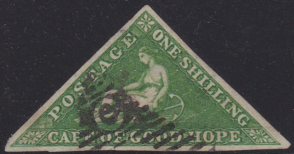 Cape of Good Hope : 1858 SACC8 / SG8 1/- Bright Yellow Green  - VFU CV R8500