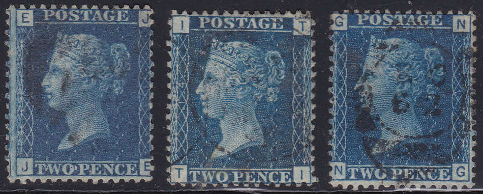Great Britain SG47 2d BLUE PLATES 13, 14 & 15 - VFU