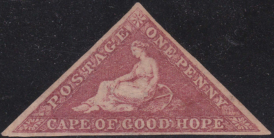 Cape of Good Hope SACC5b 1d DEEP ROSE - SUPERB AND RARE MOUNTED MINT EXAMPLE CV R50000