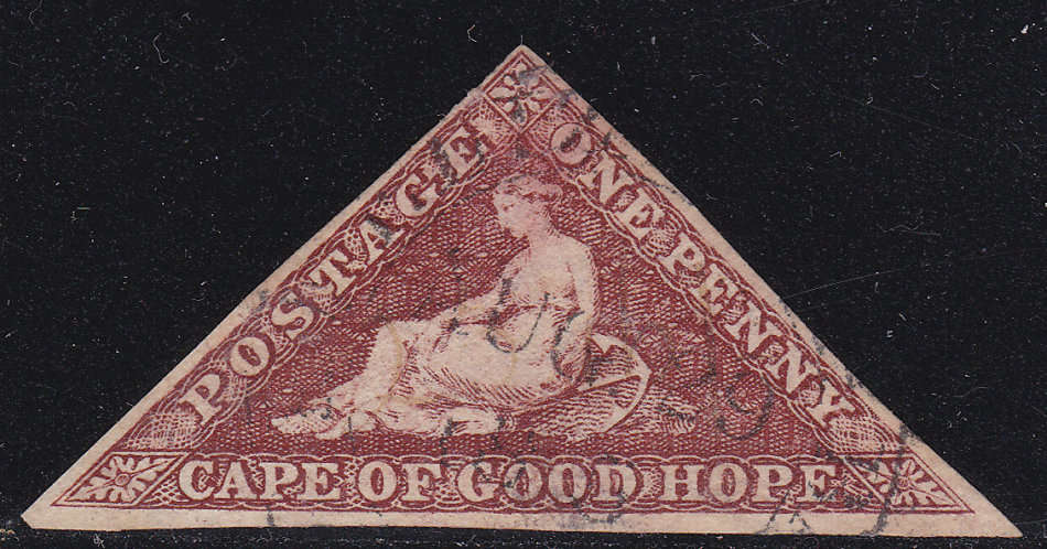 Cape of Good Hope 1864 SG18c 1d BROWNISH RED -FINE USED - 3 GOOD MARGINS CV£325+