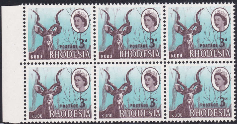 Rhodesia MARDON PRINTING 3d BO6 WITH VARIETY MISSING/FADED TREE/BRANCHES ***UNMOUNTED MINT***