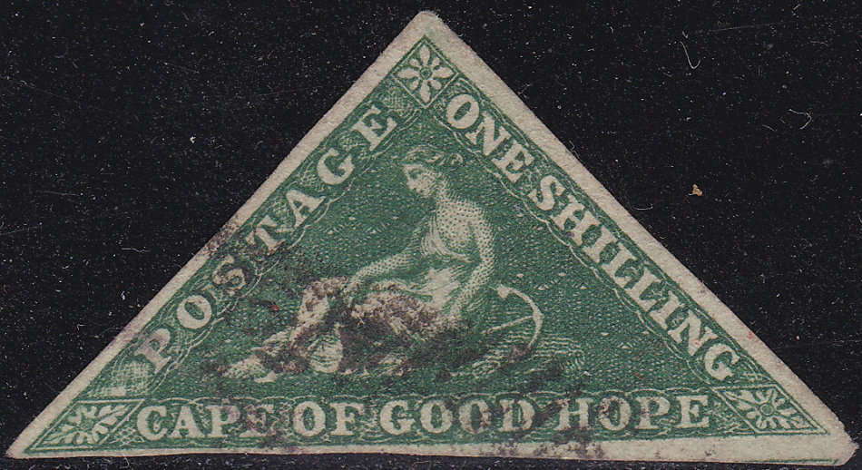 Cape of Good Hope : 1859 SG8b 1/- DEEP DARK GREEN - SUPERB USED EXAMPLE CV£550+