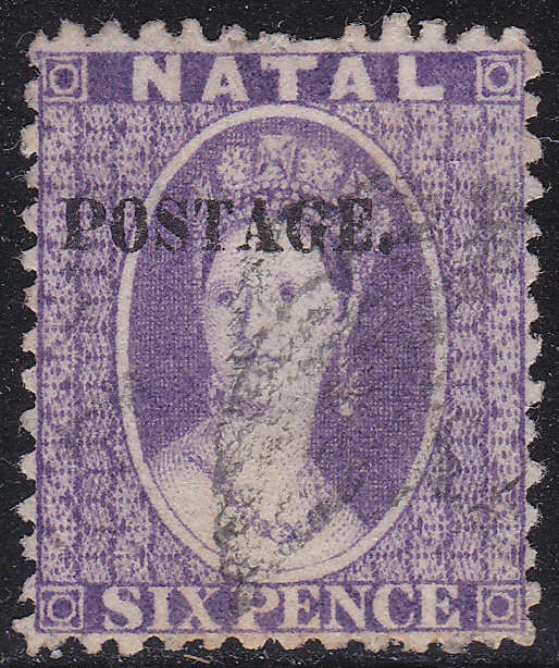 NATAL :1869 SG55(SACC60) 6d VIOLET - GOOD USED