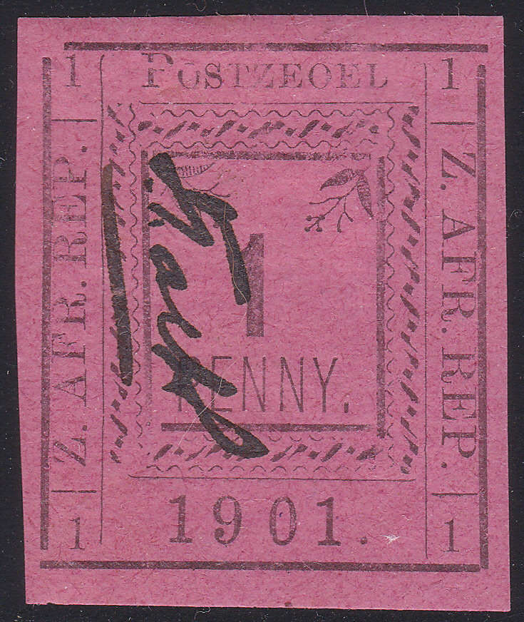 PIETERSBURG 1901 1d BLACK/RED IMPERF WITH VARIETY "POSTZEOEL" FOR "POSTZEGEL" - MM