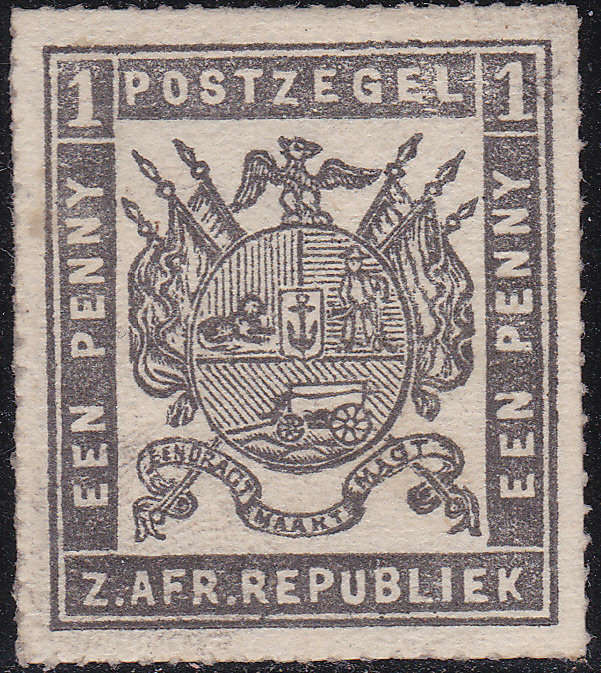 Transvaal 1870-71 SG22a 1d GREYISH-BLACK - FINE ROULETTE - UNUSED