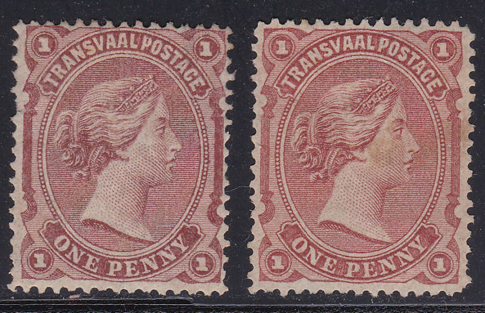 TRANSVAAL 1878 SACC159a & 160  1d BROWN-RED & 1d PALE RED-BROWN - MM CV R700