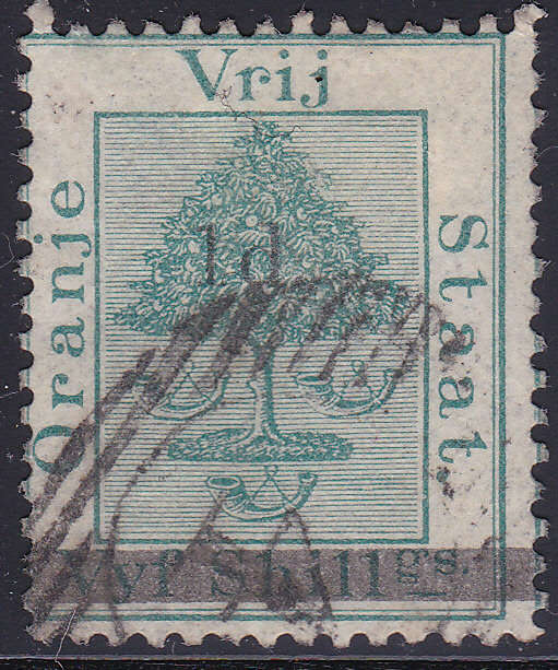 OFS - 1881 SACC14 1d ON 5/- GREEN O/P TYPE (a) -  FU CV R450