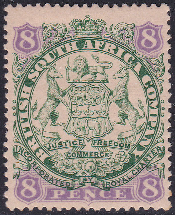 B.S.A.C/Rhodesia SG34 8d - Green & Mauve/Buff -  MM CV £19
