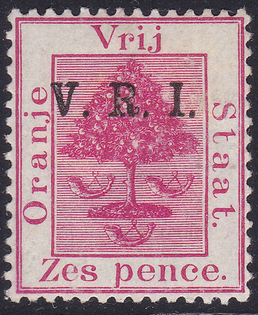 OFS 1900 SACC55b(v) 6d on 6d Bright Carmine with "6d" OMITTED & PARTIAL OFFSET ON BACK - MM - RARE
