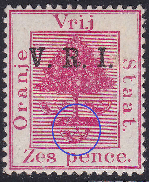 OFS 1900 SACC55b(v) 6d on 6d Bright Carmine with "6d" OMITTED & PARTIAL OFFSET ON BACK - MM - RARE