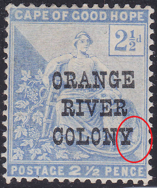 OFS/ORC :1900 SACC80a 2½d ULTRAMARINE- NO STOP AFTER `COLONY` VARIETY MM