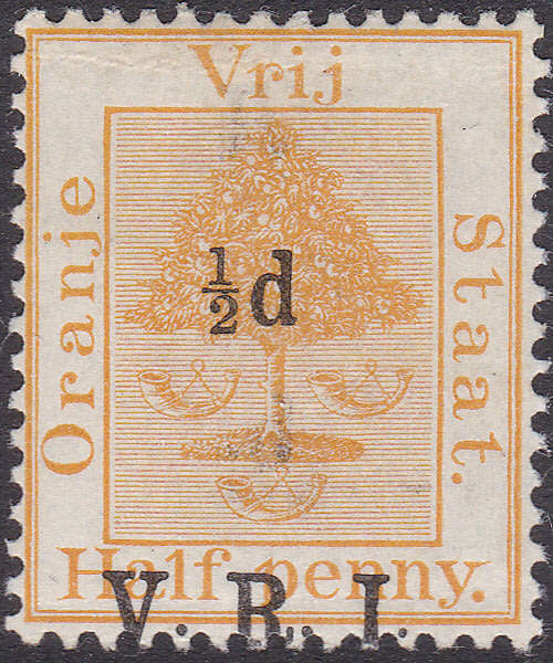 OFS 1900  ½d ON ½d ORANGE WITH TRANSPOSED OVERPRINT and FAINT REMAINS OF DOUBLE O/P UM - UNLISTED