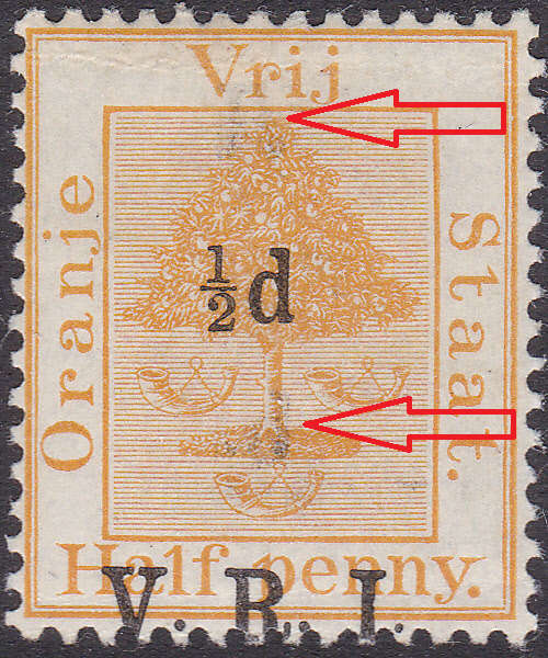 OFS 1900  ½d ON ½d ORANGE WITH TRANSPOSED OVERPRINT and FAINT REMAINS OF DOUBLE O/P UM - UNLISTED