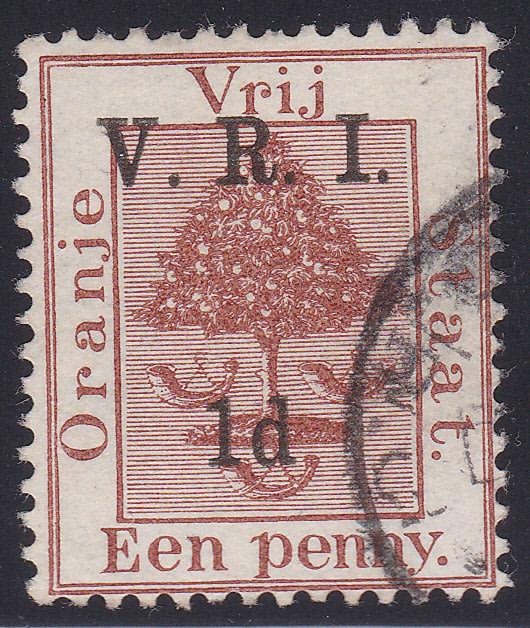OFS 1900 SACC50a 1d on 1d (DEEP) BROWN ERROR OF COLOUR VFU - RPS CERTIFICATE