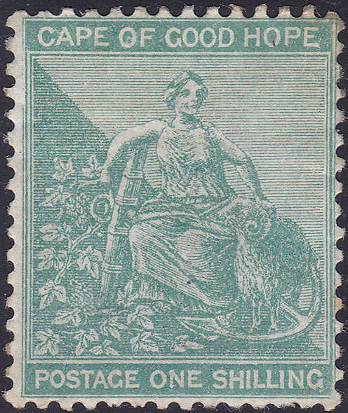 CAPE OF GOOD HOPE : 1889 SACC48a 1/- BLUE-GREEN - LMM -CV R3500