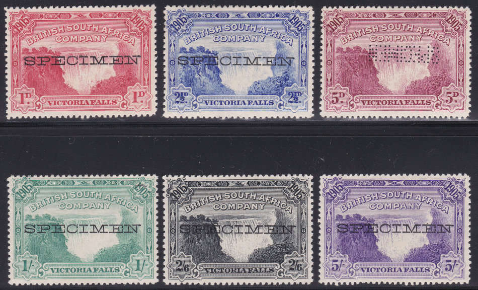B.S.A.C / RHODESIA 1905 SACC81//94s VIC FALLS SPECIMEN SET(5d PERFORATED SPECIMEN) MNG CV R10000++
