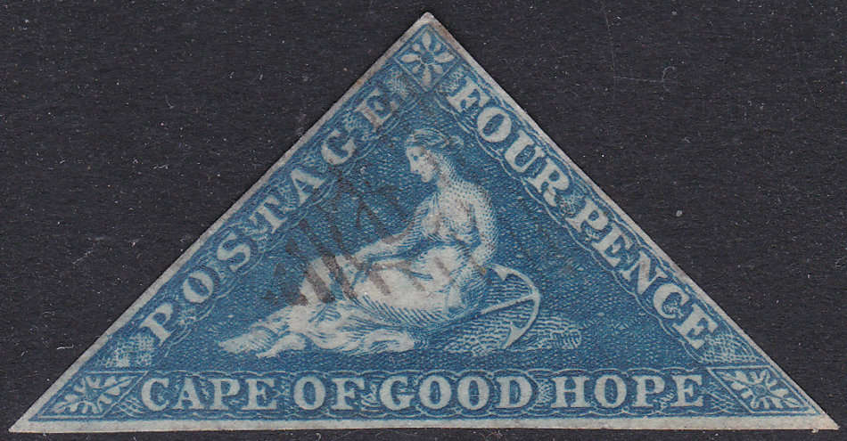 CAPE OF GOOD HOPE 1864 SACC15a 4d BLUE - SUPERB USED - CV R3000
