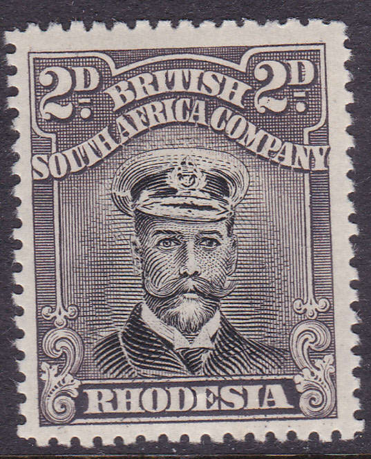 B.S.A.C / Rhodesia 1923 (London Issue) SACC312 2d Black & Slate Purple P15 DIE III - MM - CV R850