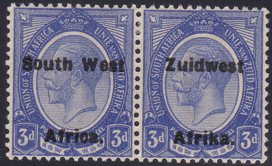 SWA 1924 TYPE V1 SACC43a 3d DEEP BRIGHT BLUE BILINGUAL PAIR MM (9,5mm , 16mm) CV R3500