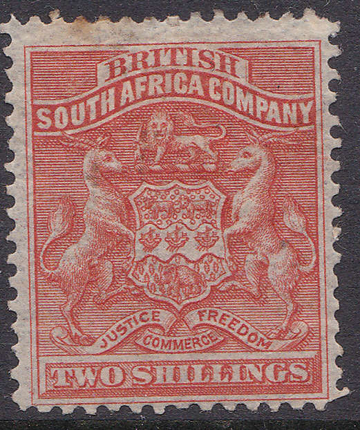 BSAC / Rhodesia : SACC5 2/- VERMILION MM CV R1700